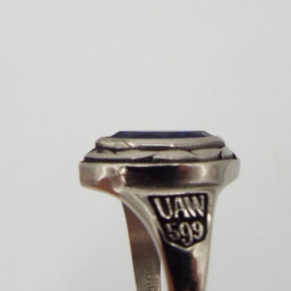 Vintage UAW Local 599 Women's Ring 25 Years of Service Blue Stone Size 6 - Picture 9 of 10